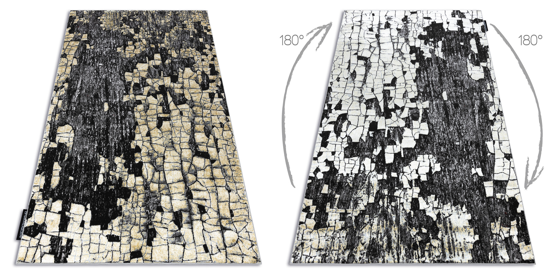 Dywan DE LUXE nowoczesny 2079 Kostka brukowa cegła - Strukturalny złoty / szary żółty 200x290 cm