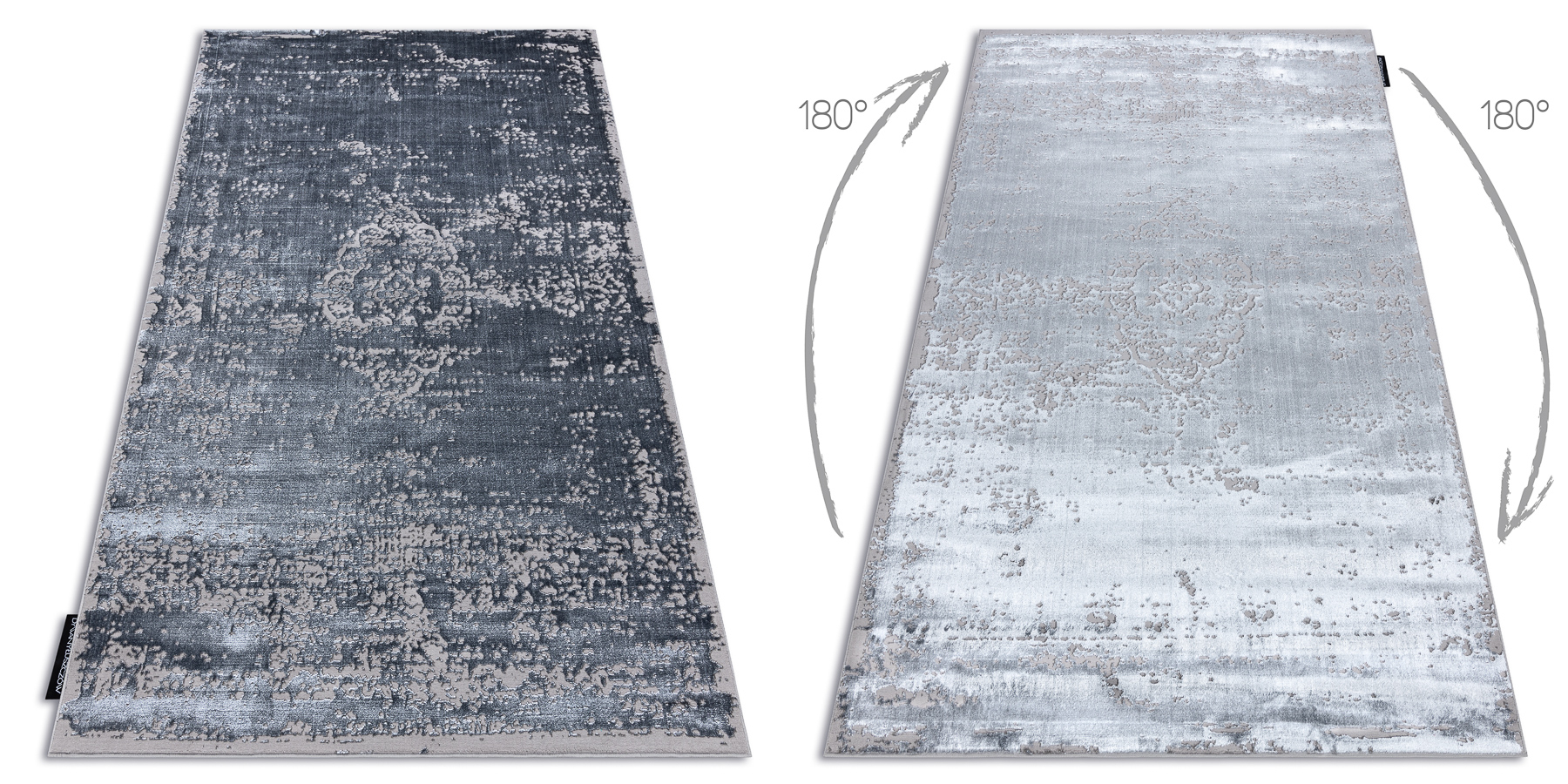 Dywan DE LUXE nowoczesny 2083 Ornament vintage przecierany - Strukturalny szary 160x220 cm