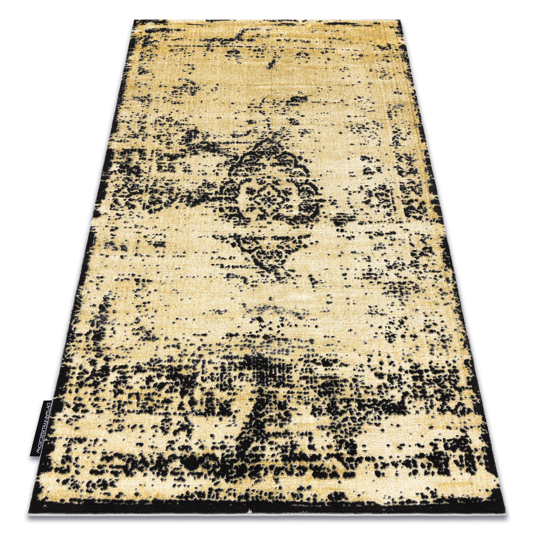 Dywan DE LUXE nowoczesny 2083 Ornament vintage przecierany - Strukturalny złoty / szary żółty 240x340 cm