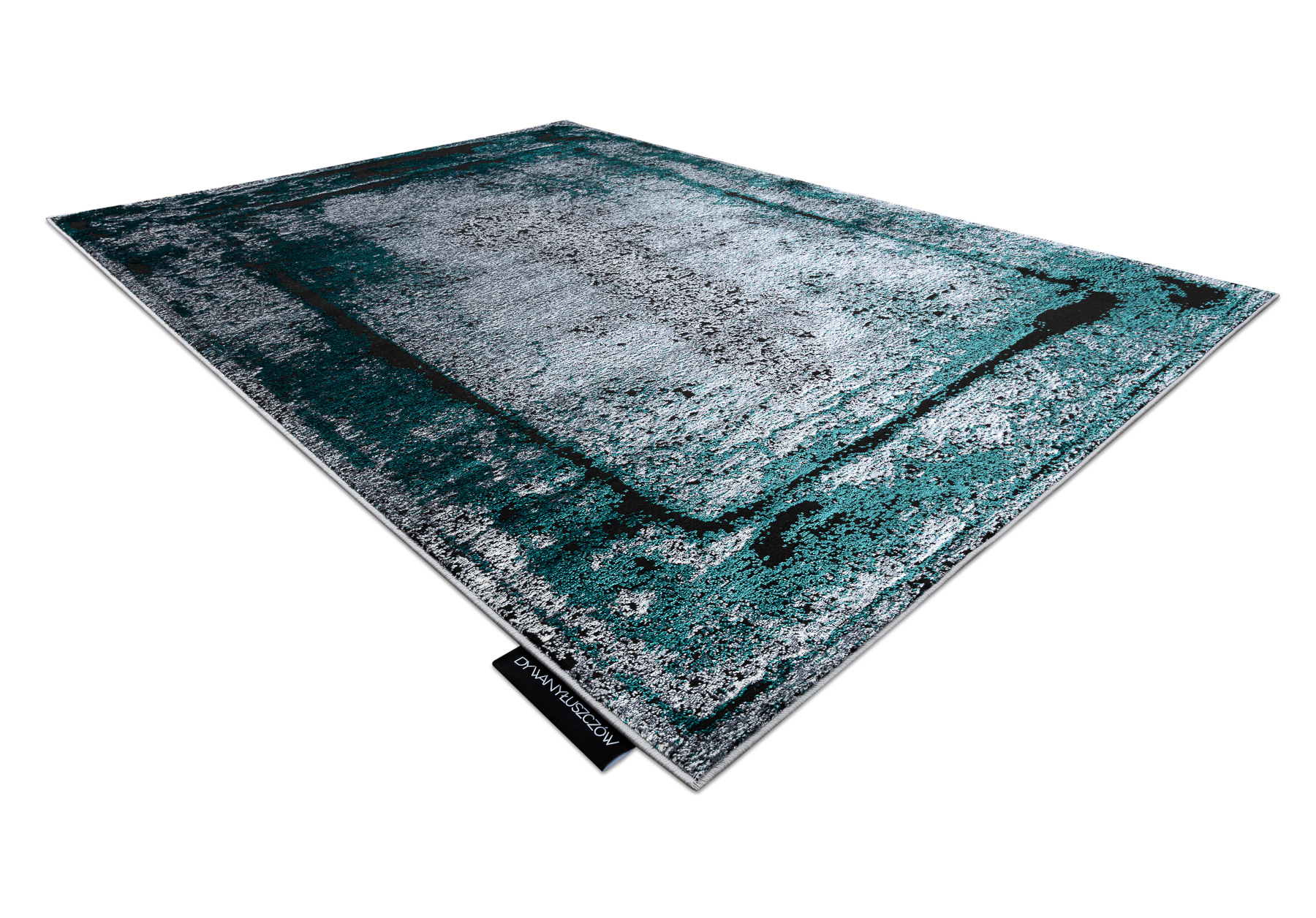 Dywan DE LUXE nowoczesny 624 Ramka - Strukturalny szary / zielony 200x290 cm