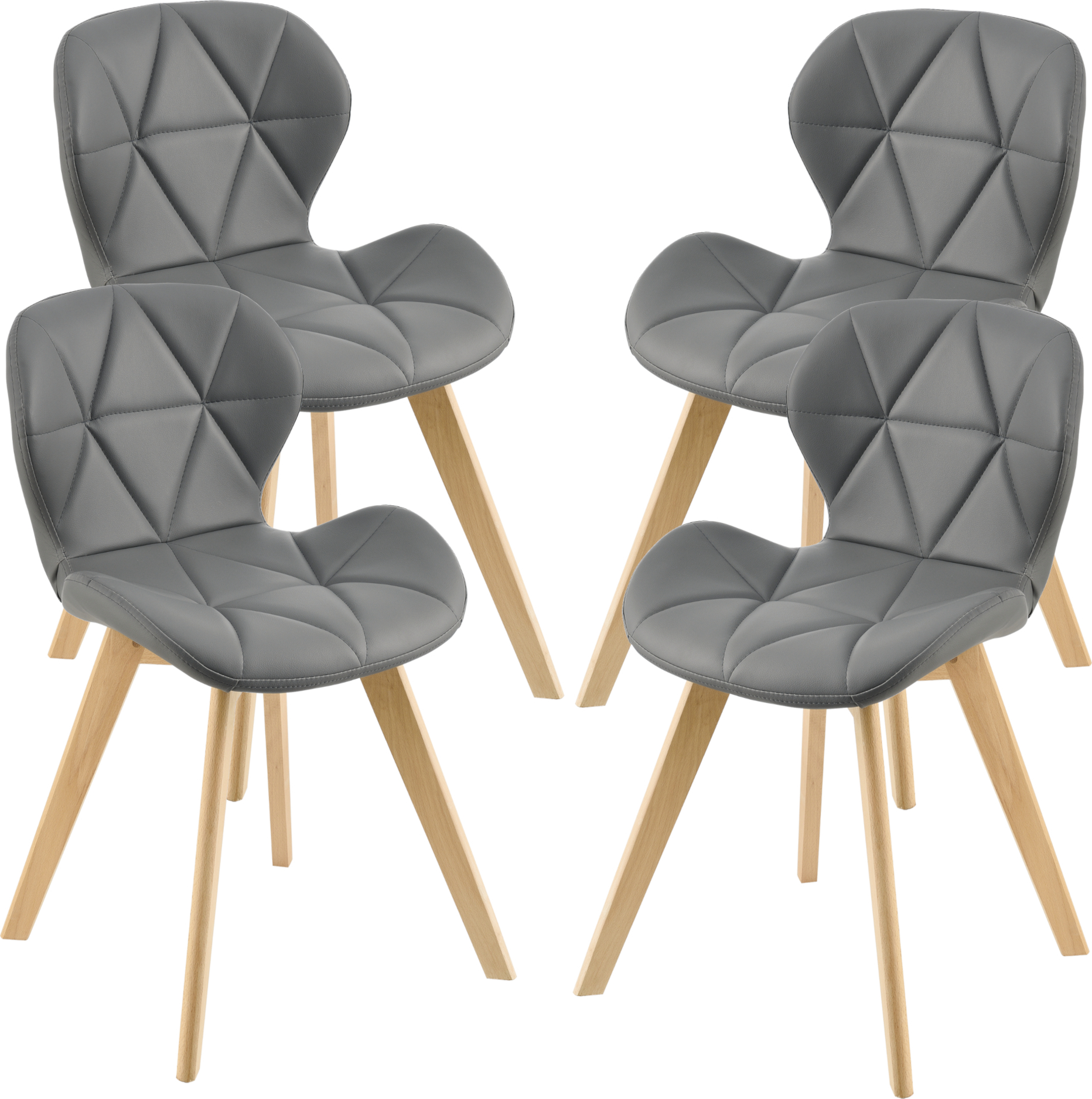 Krzesło do jadalni Älmhult zestaw 4 krzeseł bukowych 81x57 cm imitacja skóry Krzesło do salonu Krzesło kuchenne szare