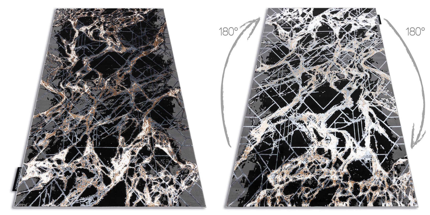 Dywan DE LUXE nowoczesny 629 Abstrakcja - Strukturalny / złoty szary 140x190 cm