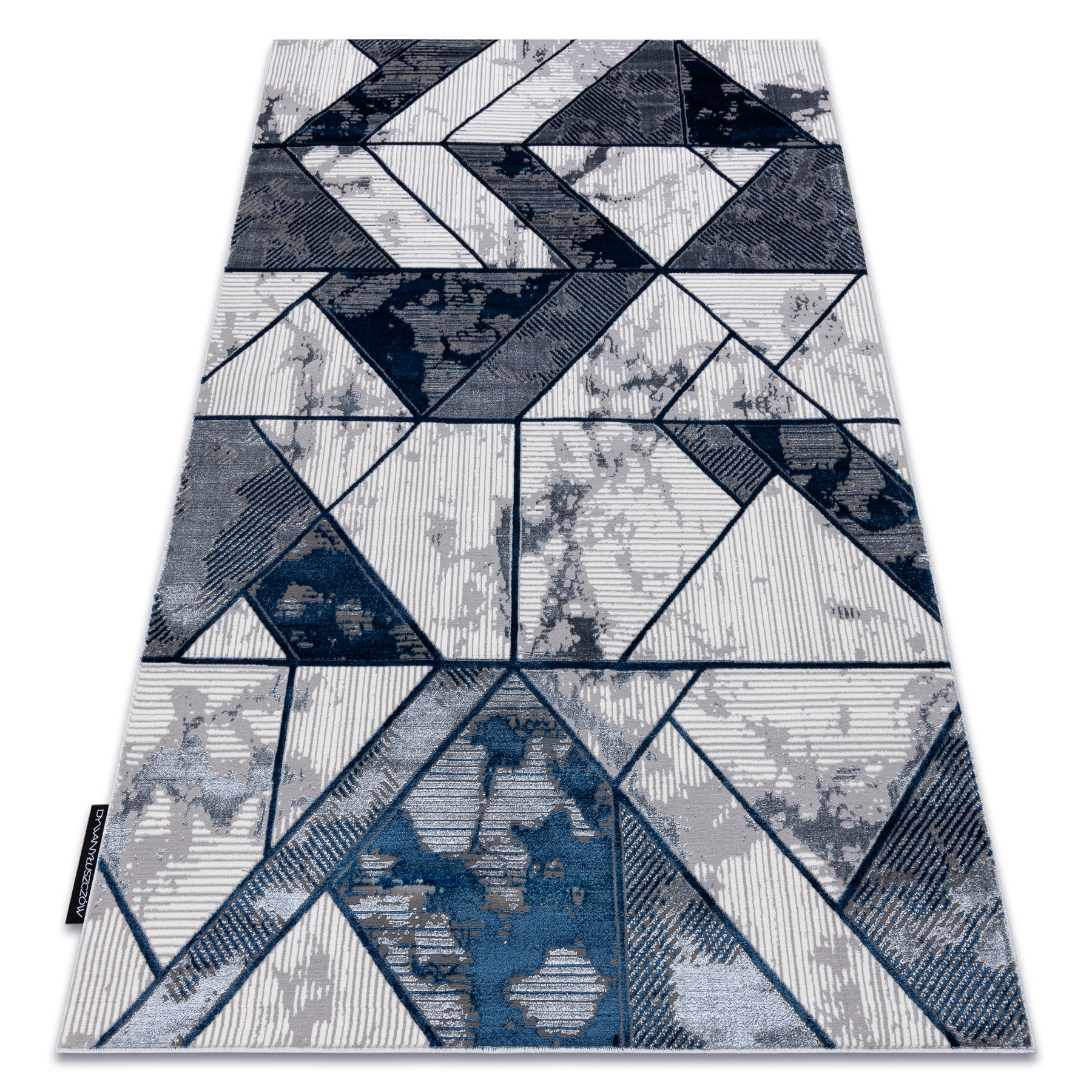 Dywan DE LUXE nowoczesny 632 Geometryczny - Strukturalny krem / granatowy niebieski 120x170 cm