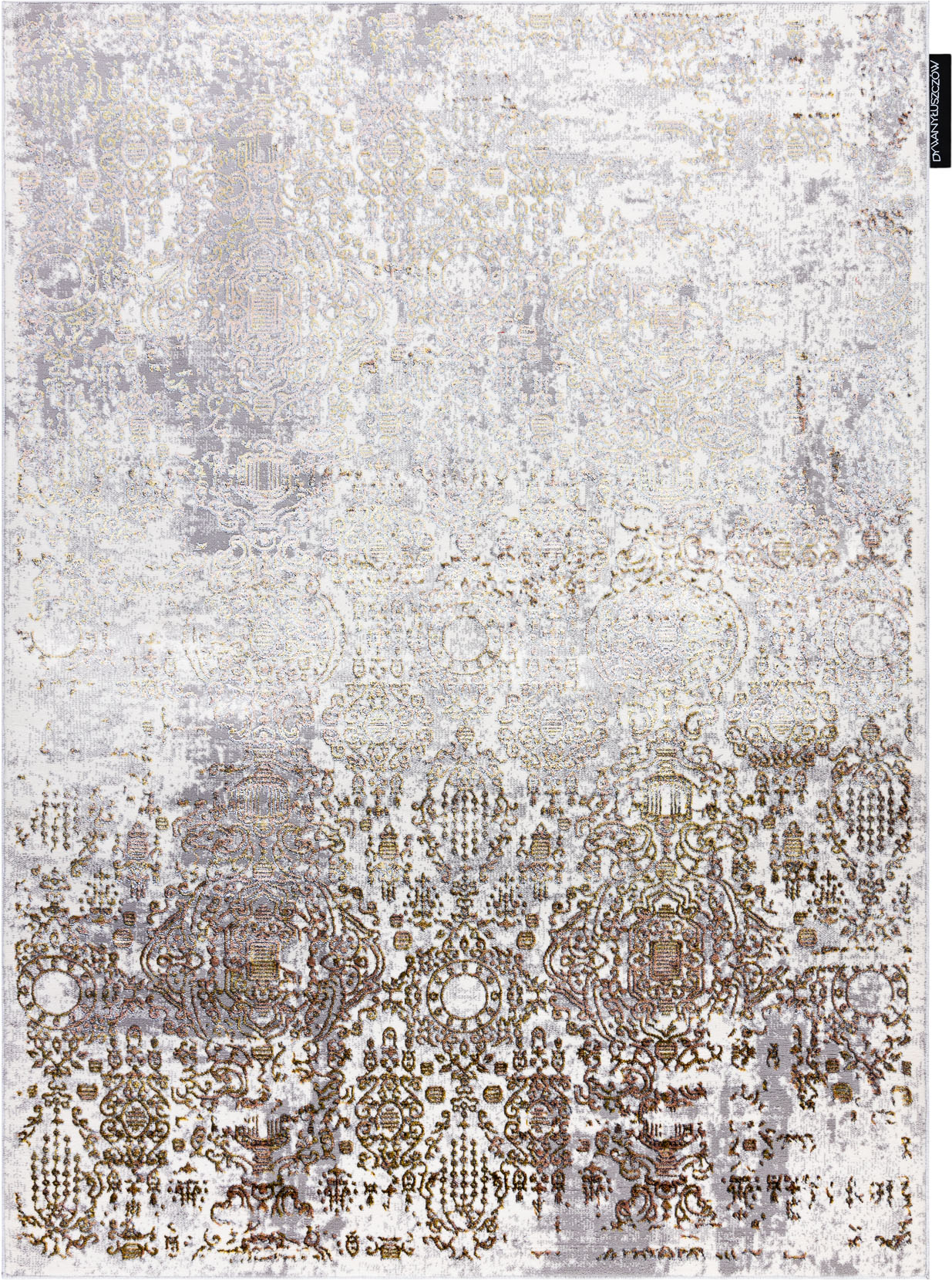 Dywan DE LUXE nowoczesny 2081 Ornament vintage przecierany - Strukturalny złoty / krem żółty 120x170 cm