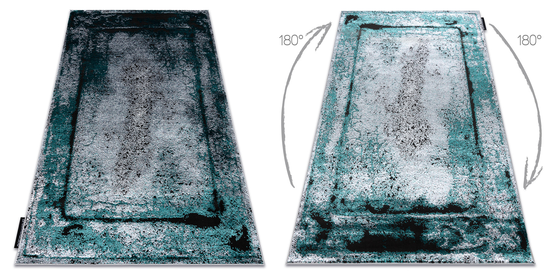 Dywan DE LUXE nowoczesny 624 Ramka - Strukturalny szary / zielony 120x170 cm