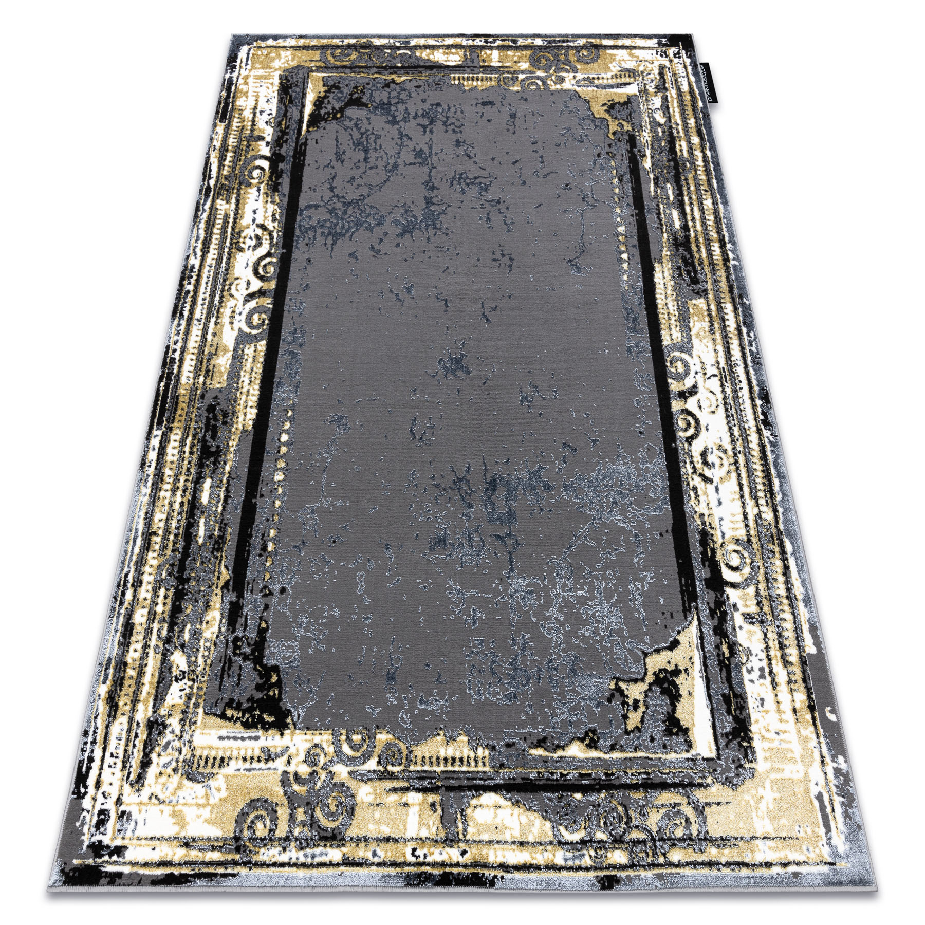 Dywan DE LUXE nowoczesny 628 Ornament vintage przecierany - Strukturalny / złoty szary 240x340 cm