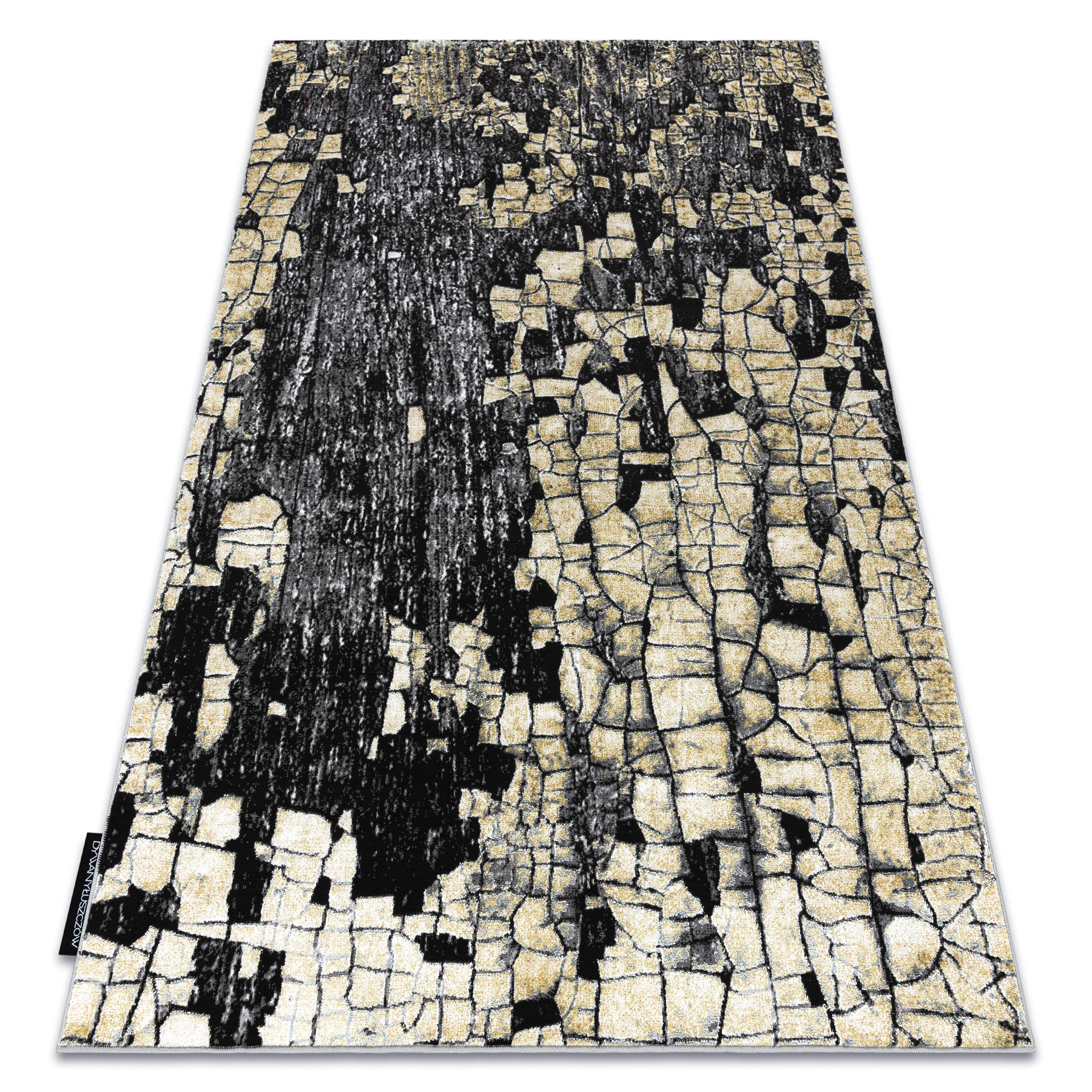 Dywan DE LUXE nowoczesny 2079 Kostka brukowa cegła - Strukturalny złoty / szary żółty 120x170 cm