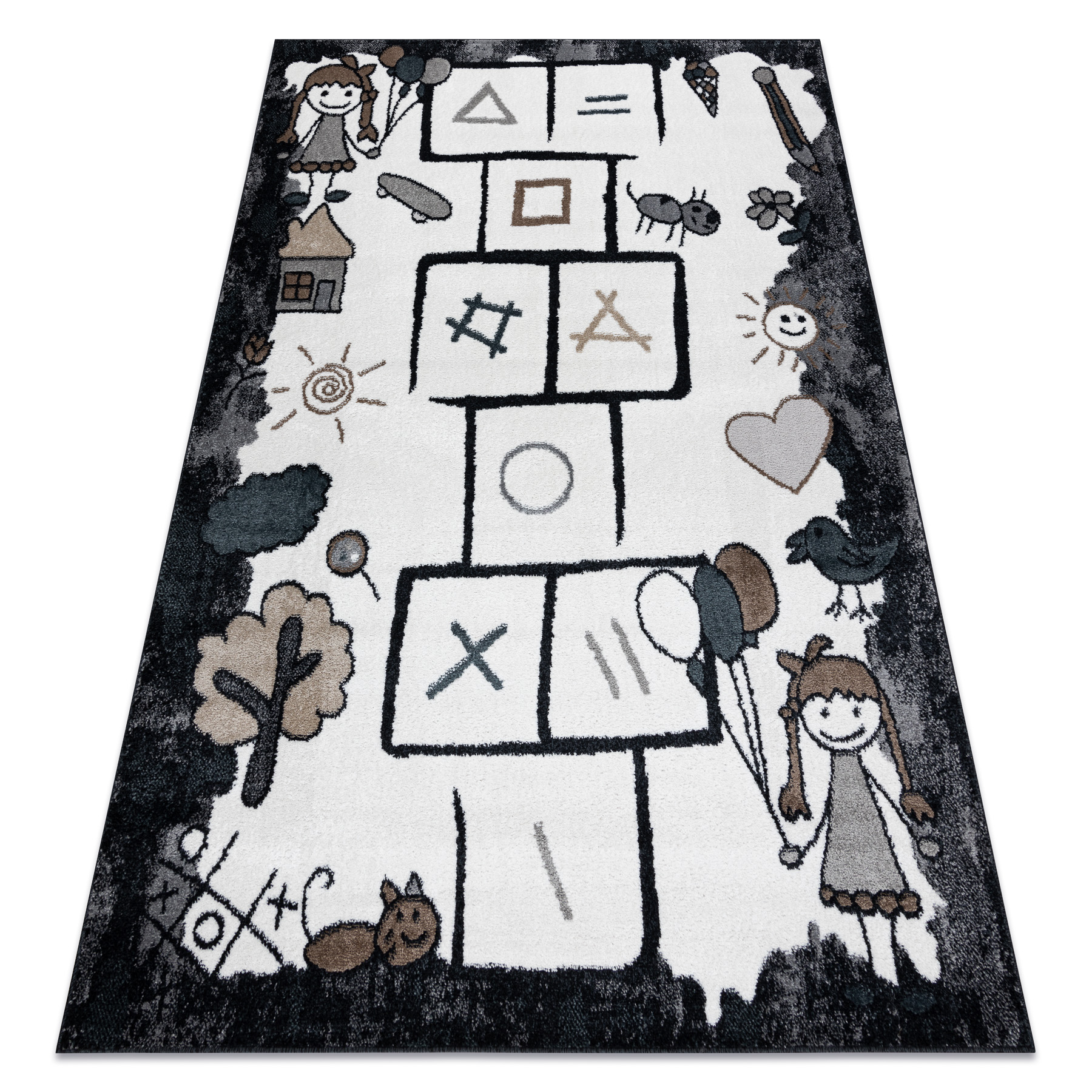 Dywan FUN Hop dla dzieci, Klasy, zwierzęta czarny 200x290 cm