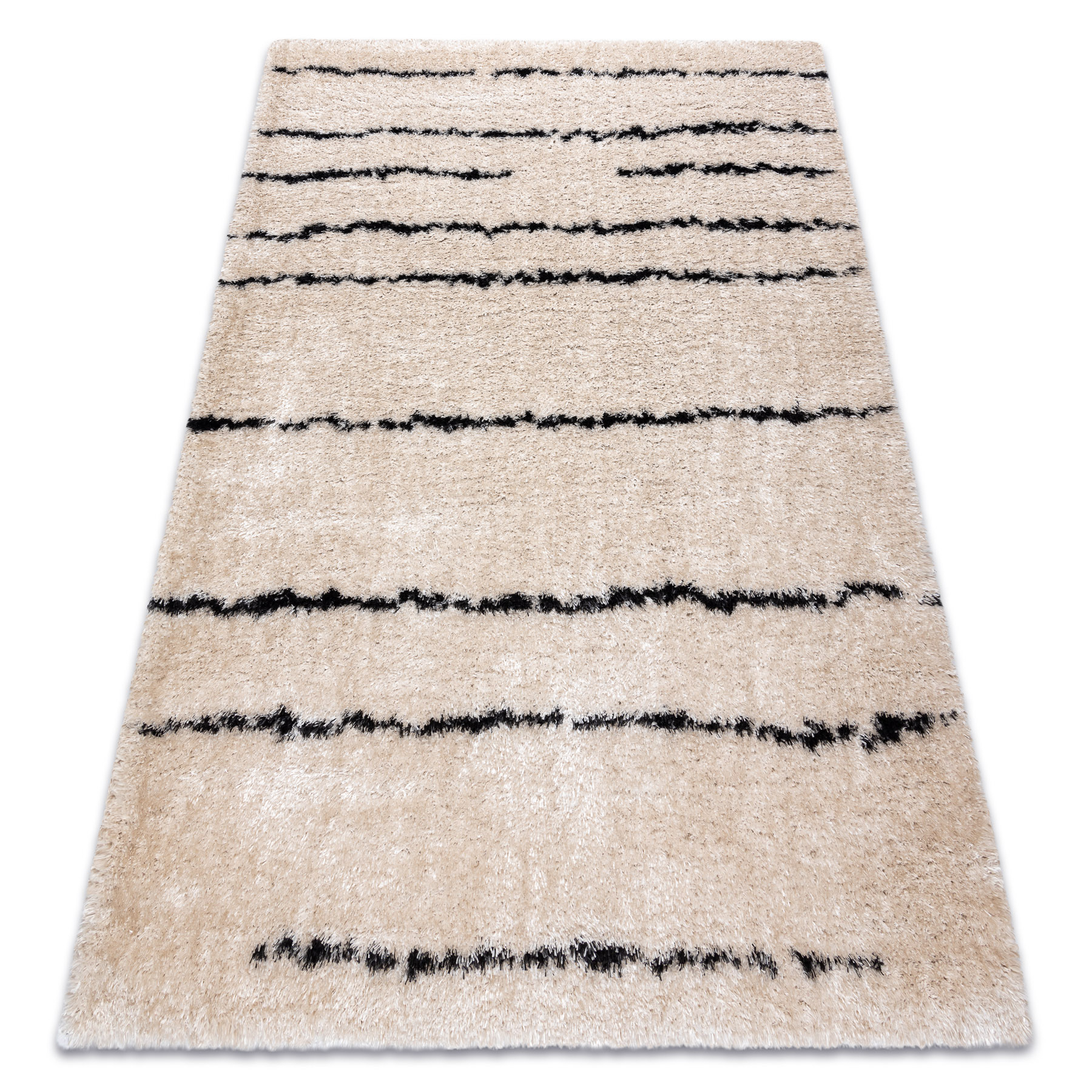 Dywan FLUFFY 2371 shaggy paski - krem / antracyt beżowy 160x220 cm