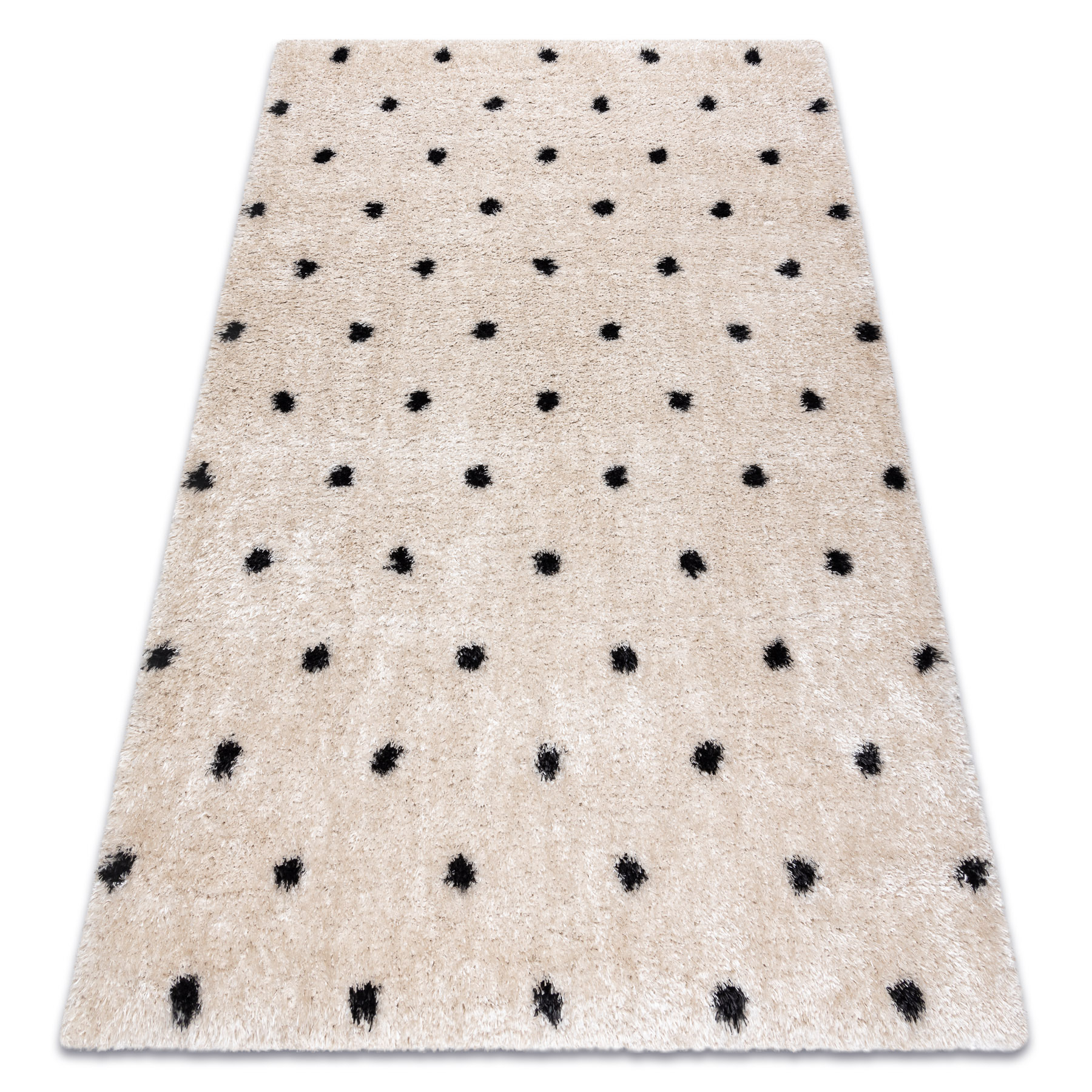 Dywan FLUFFY 2370 shaggy kropki - krem / antracyt beżowy 120x170 cm