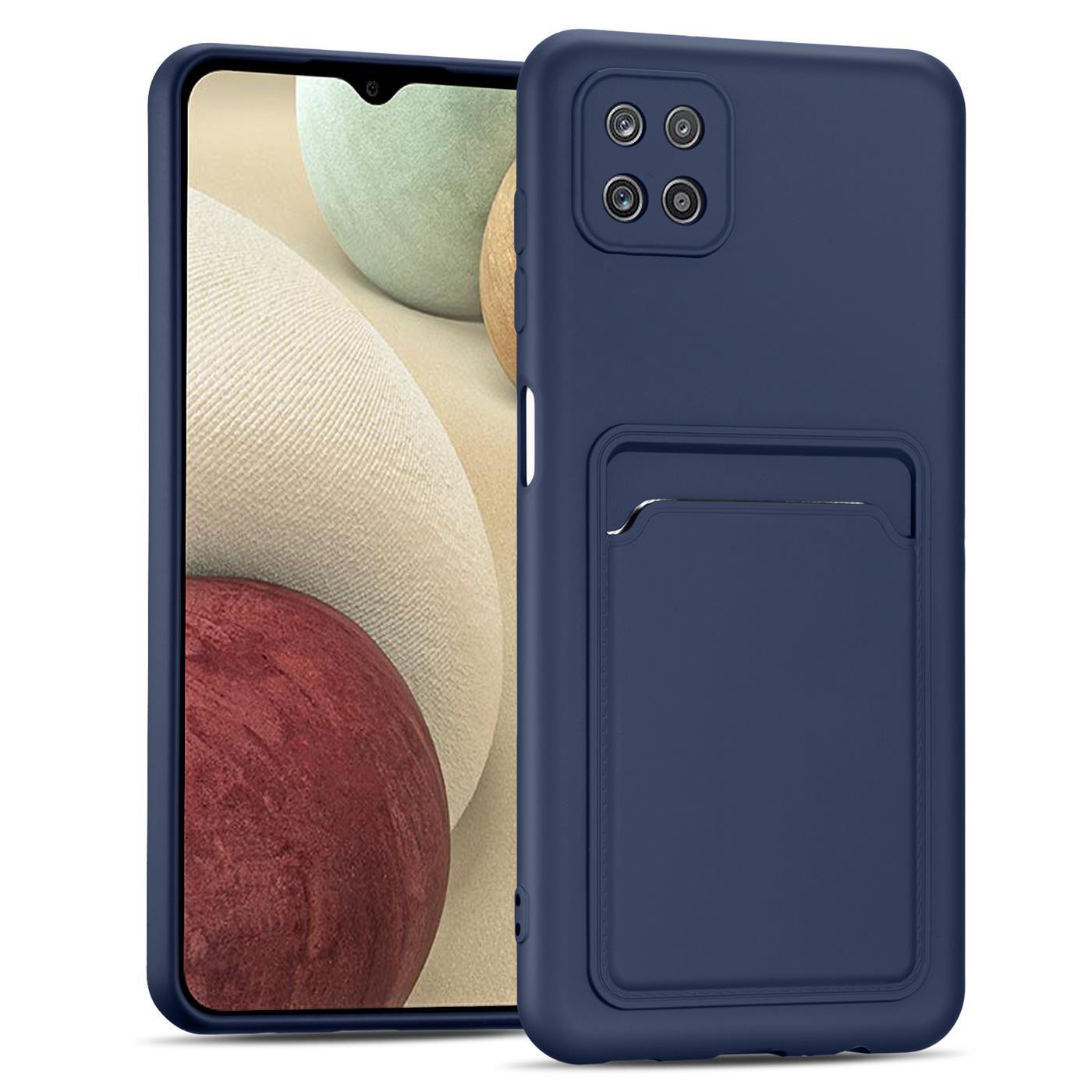 Etui na telefon Samsung Galaxy A22 5G Silikonowe etui ochronne z kieszenią na kartę Slim Cover, niebieskie