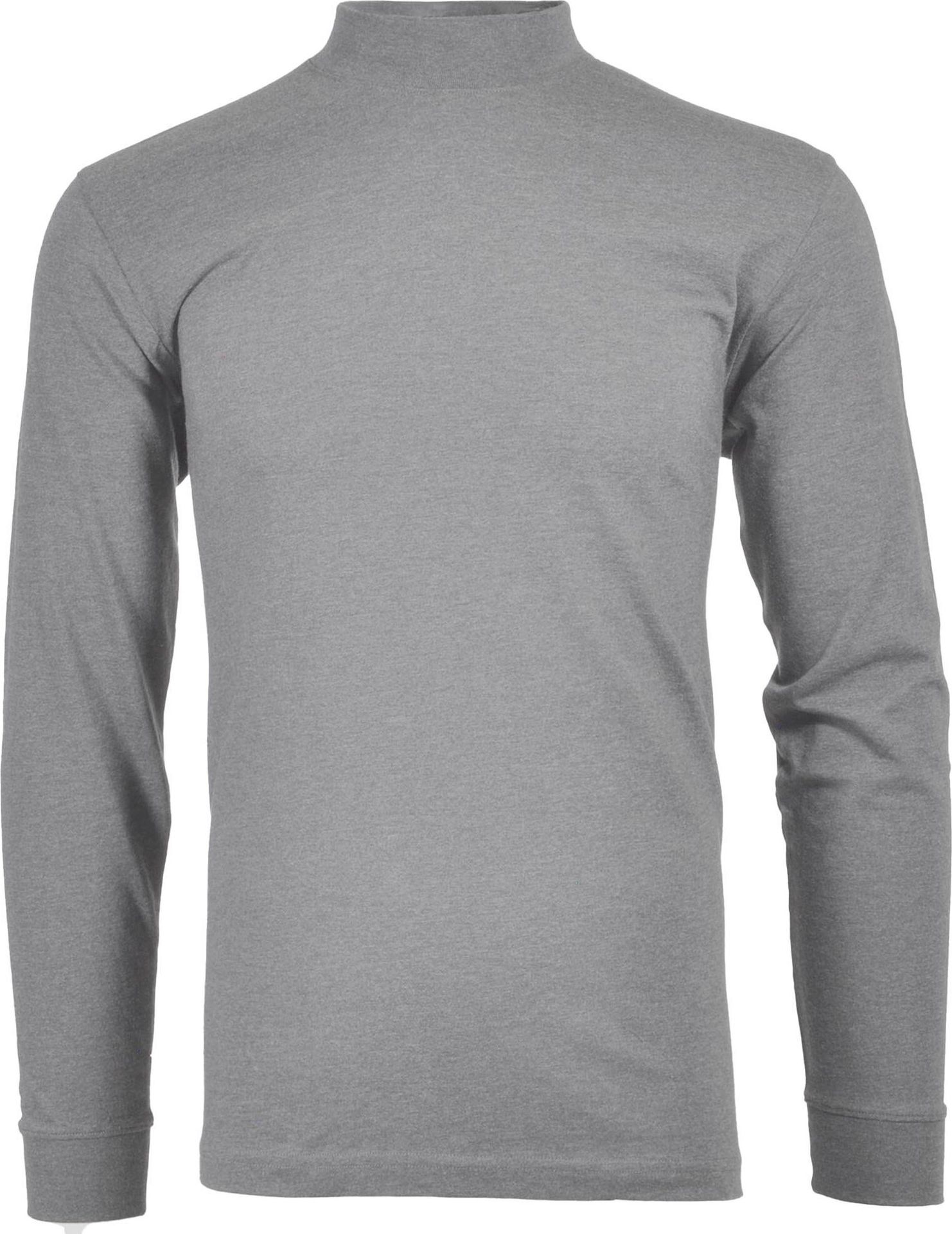 Sweter męski ze stójką RAGMAN - basic ze stójką z długim rękawem, single jersey, gładki szary melanż 2XL