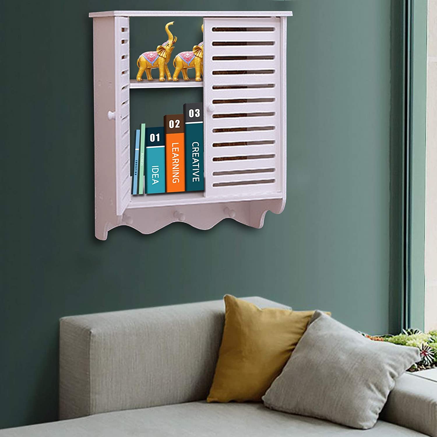 2-poziomowa szafka łazienkowa Szafka ścienna Uchwyt ścienny Półka Organizer przechowywania Szafka łazienkowa Szafka do przechowywania Biały