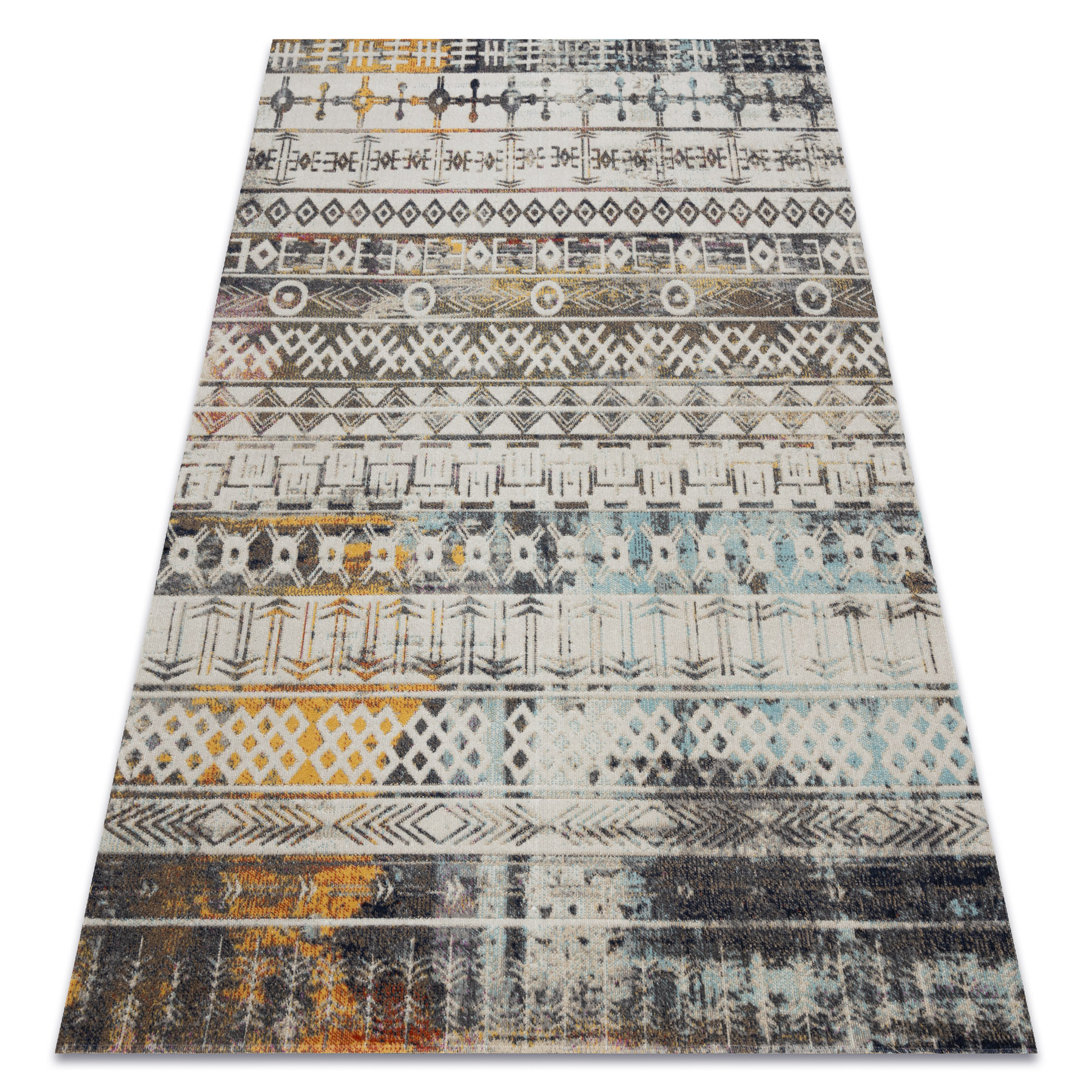 Dywan nowoczesny MUNDO E0591 boho, etniczny outdoor beż wielokolorowy 80x250 cm