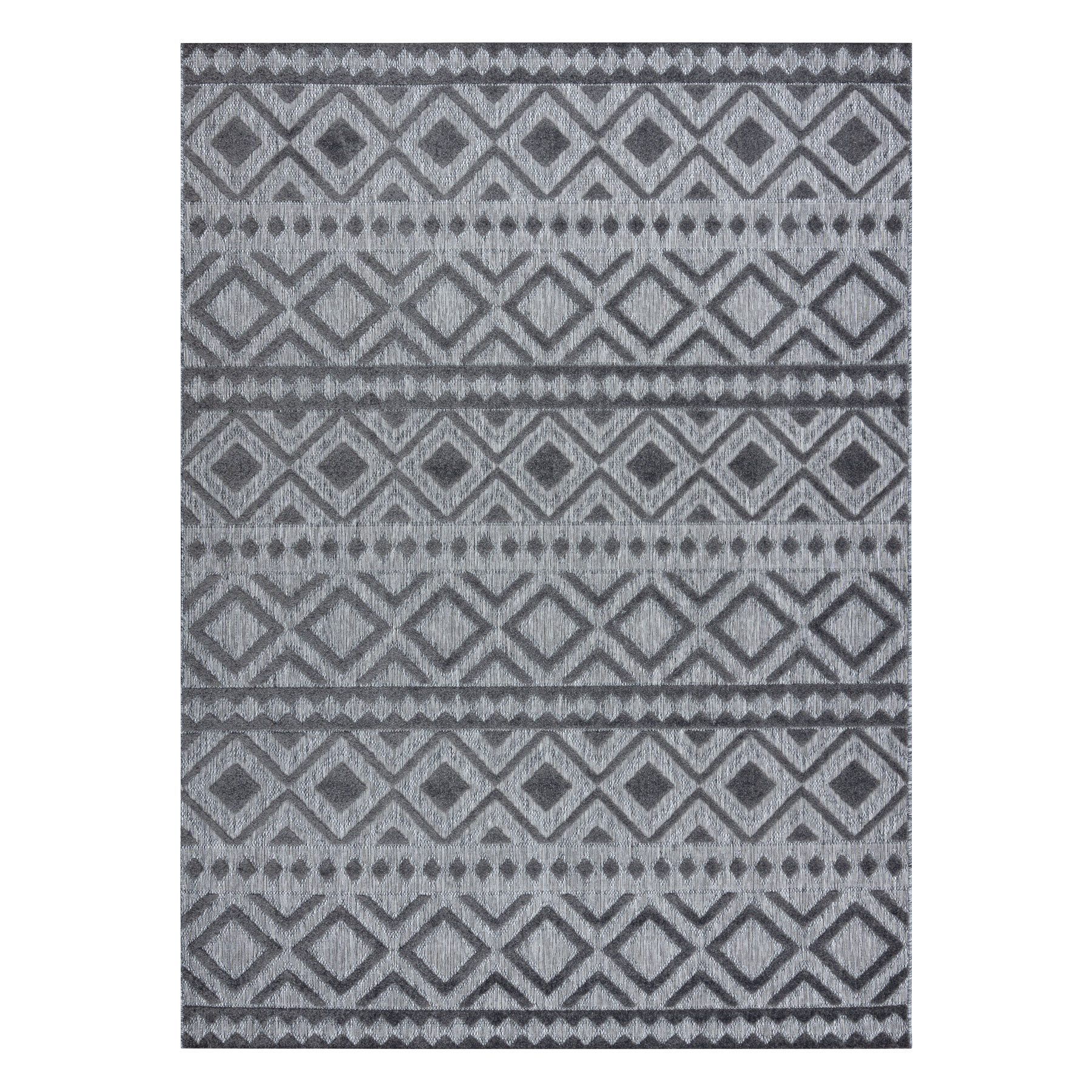 Dywan Strukturalny SOLE D3852 Boho, romby - płasko tkany szary 160x220 cm