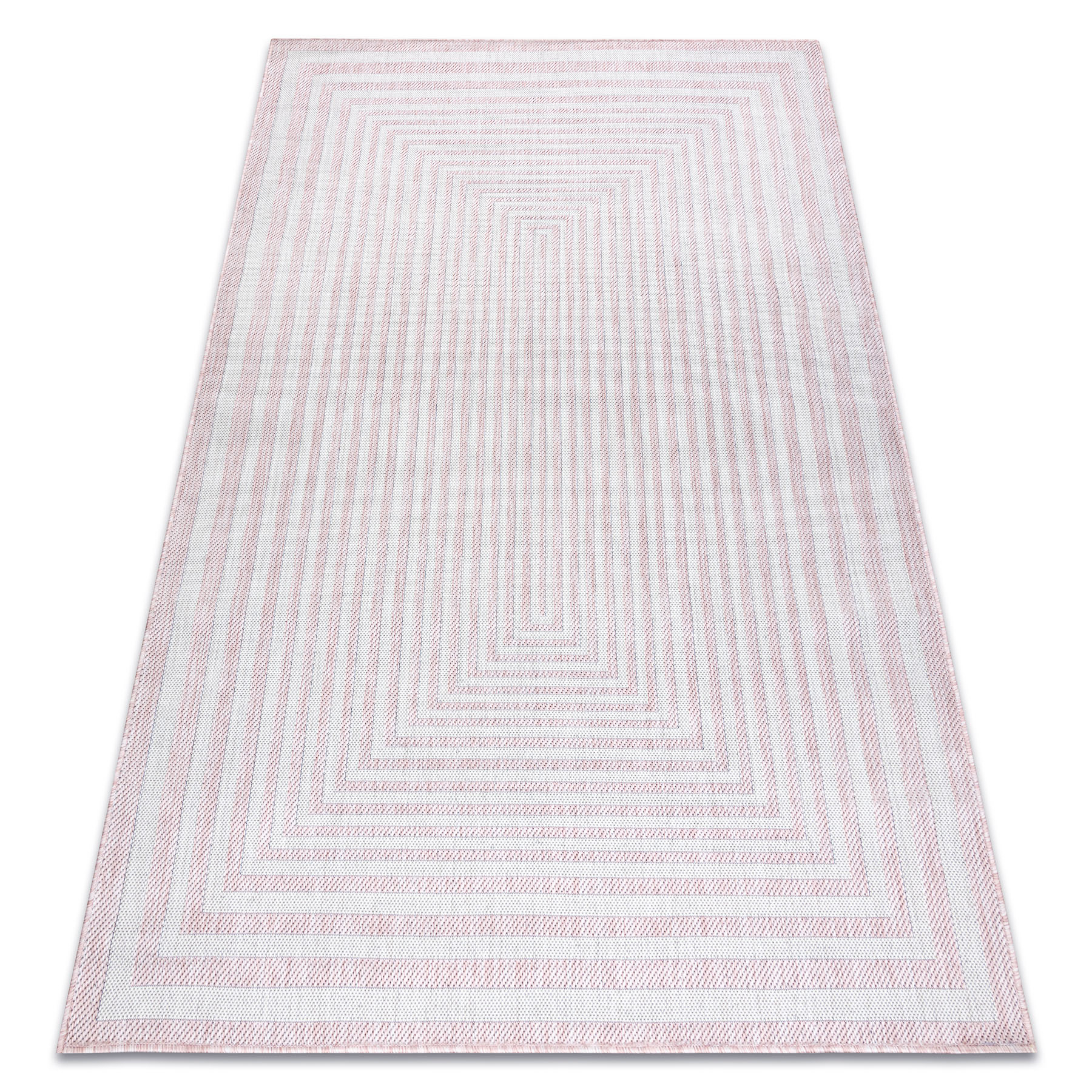 Dywan SZNURKOWY SIZAL SION Labirynt 22376 płaskie tkanie róż / ecru różowy 160x220 cm