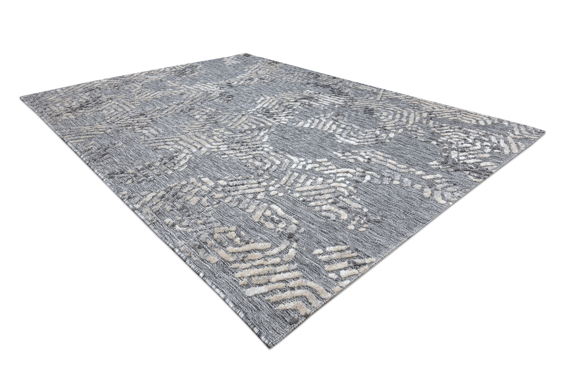 Dywan Strukturalny SOLE D3842 Heksagony - płasko tkany / beż szary 80x250 cm