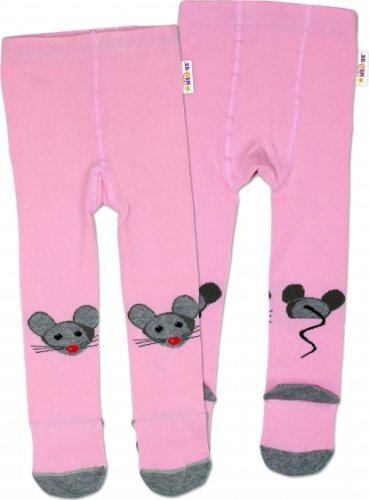 Rajstopy dziecięce Nellys Bawełna Little Mouse - różowe, rozmiar 104/110