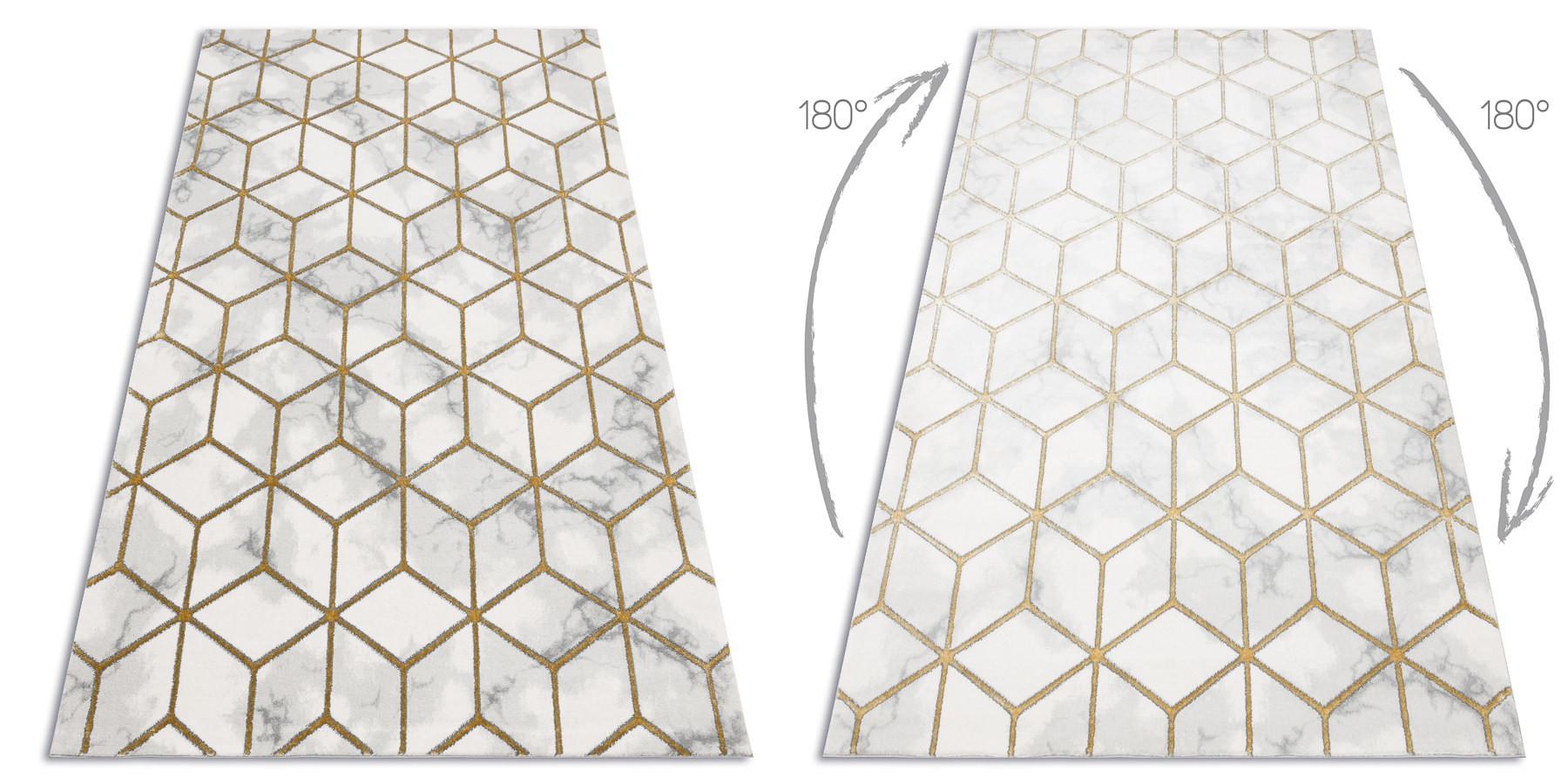 Dywan EMERALD ekskluzywny 1014 glamour, stylowy kostka krem / złoty beżowy 200x290 cm