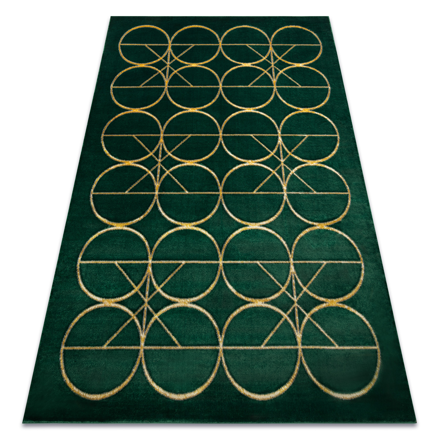 Dywan EMERALD ekskluzywny 1010 glamour, stylowy koła butelkowa zieleń / złoty zielony 120x170 cm