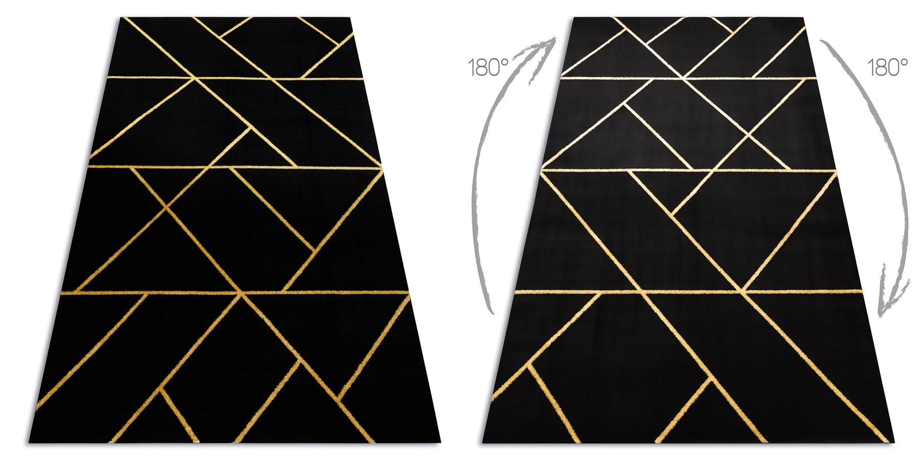 Dywan EMERALD ekskluzywny 1012 glamour, stylowy geometryczny / złoty czarny 140x190 cm