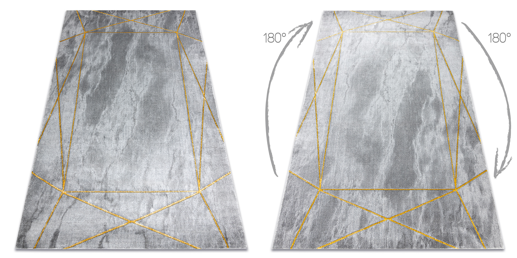Dywan EMERALD ekskluzywny 1022 glamour, stylowy geometryczny, marmur / złoty szary 160x220 cm