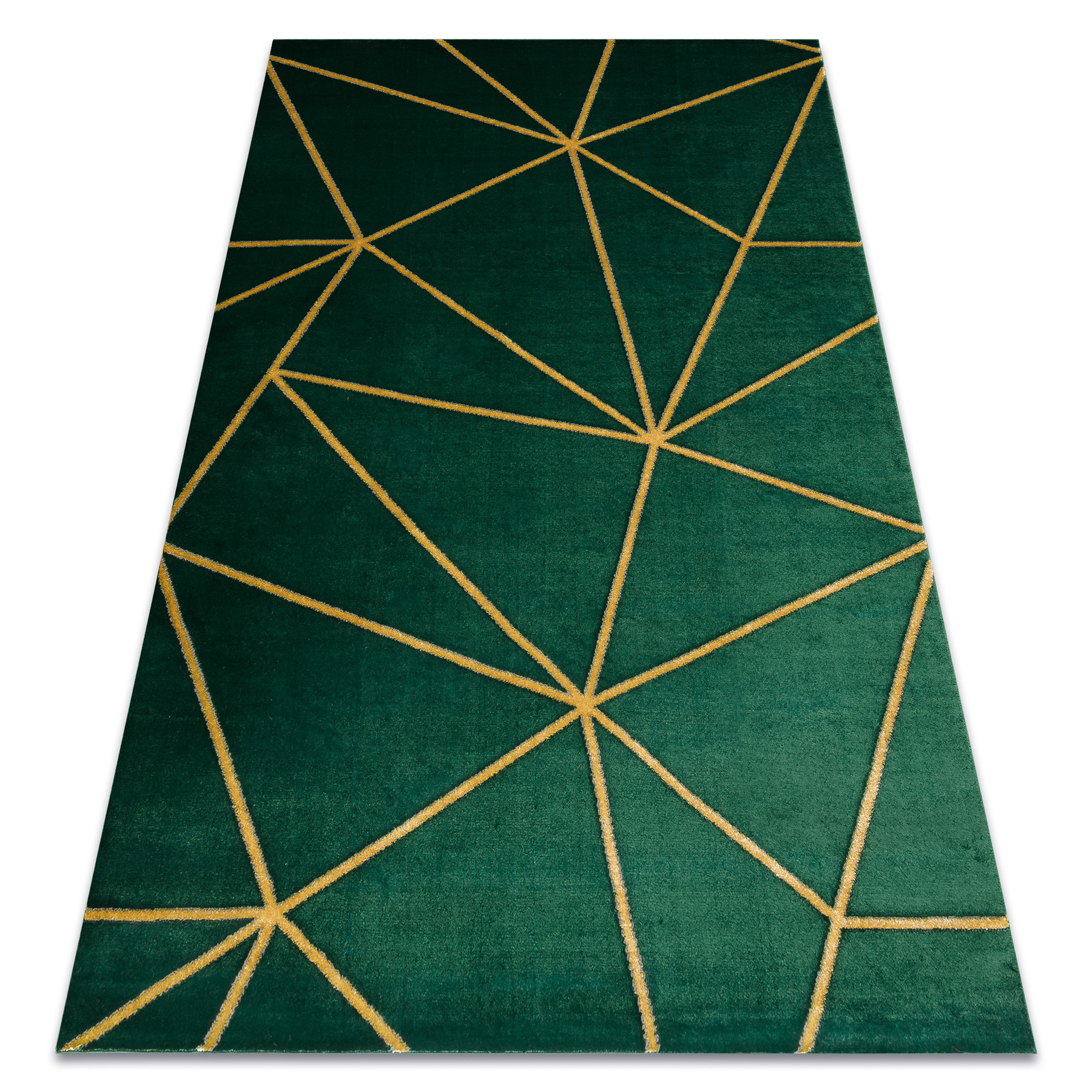 Dywan EMERALD ekskluzywny 1013 glamour, stylowy geometryczny butelkowa zieleń / złoty zielony 120x170 cm