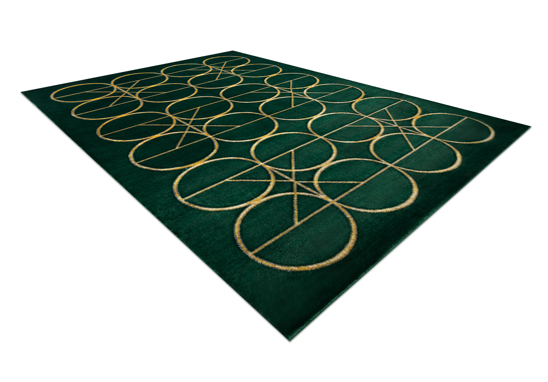 Dywan EMERALD ekskluzywny 1010 glamour, stylowy koła butelkowa zieleń / złoty zielony 180x270 cm