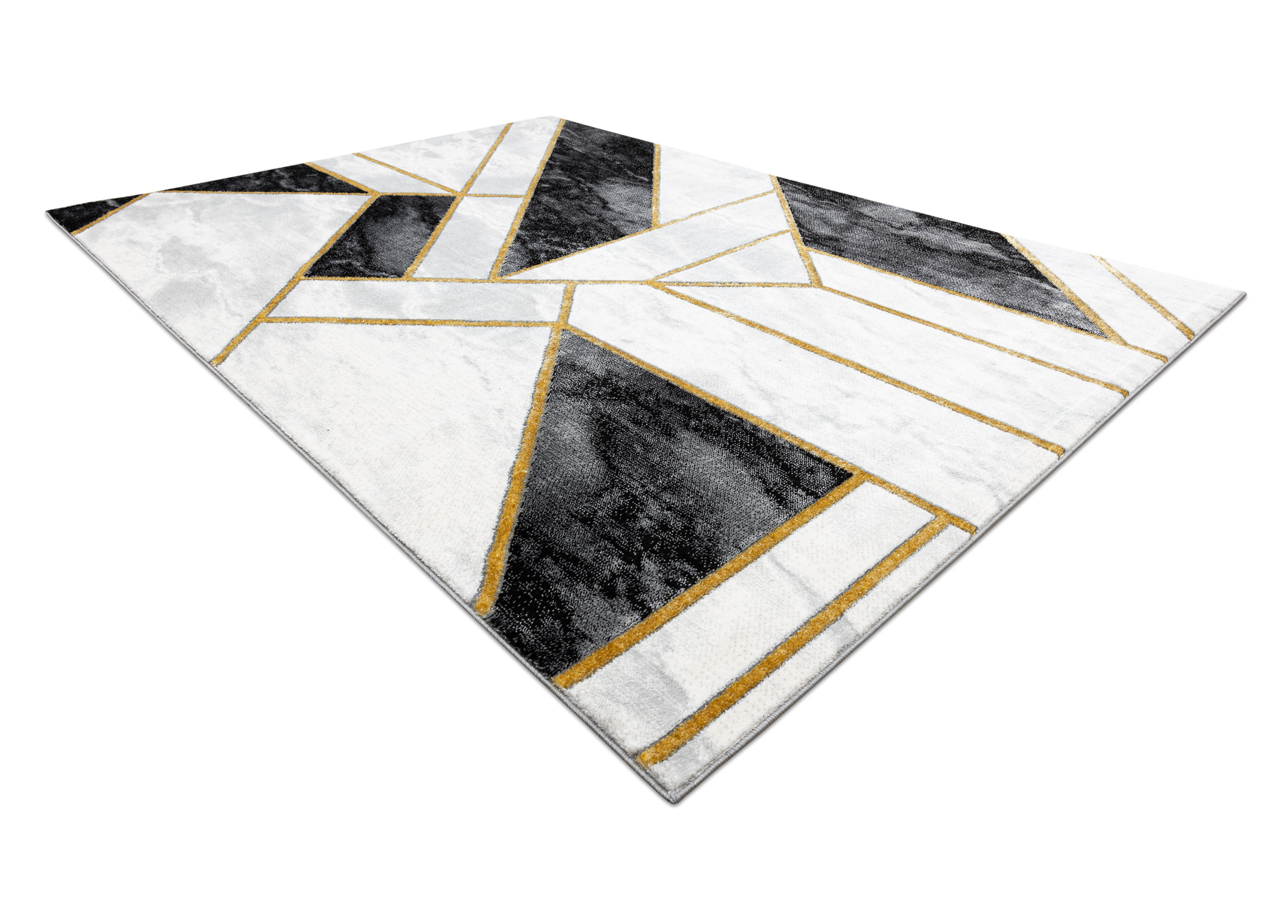 Dywan EMERALD ekskluzywny 1015 glamour, stylowy marmur, geometryczny / złoty czarny 160x220 cm