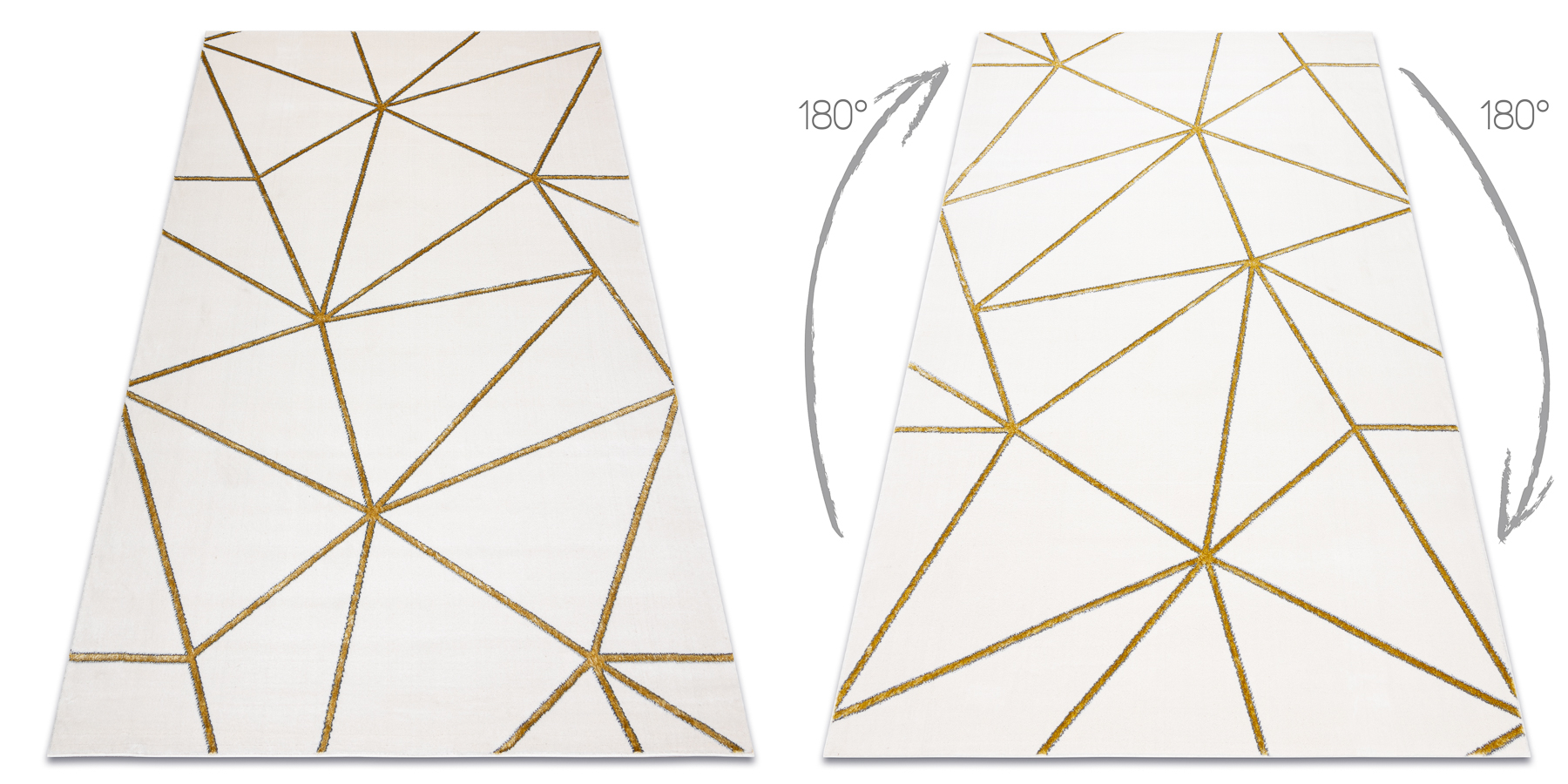 Dywan EMERALD ekskluzywny 1013 glamour, stylowy geometryczny krem / złoty beżowy 200x290 cm