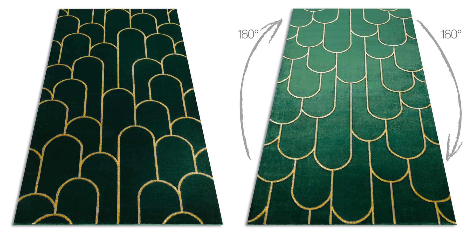 Dywan EMERALD ekskluzywny 1021 glamour, stylowy art deco butelkowa zieleń / złoty zielony 200x290 cm