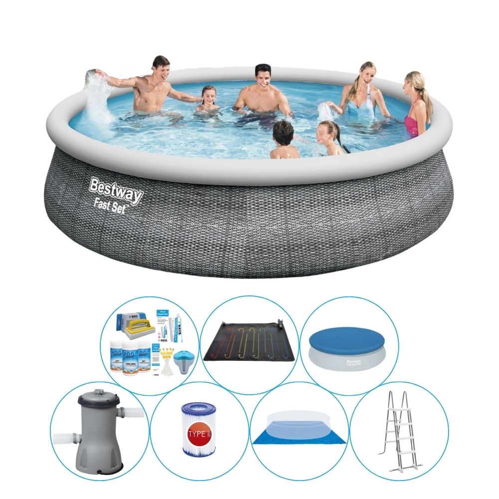Zestaw basenowy - Bestway Fast Set 457x107 cm okrągły - rattanowy