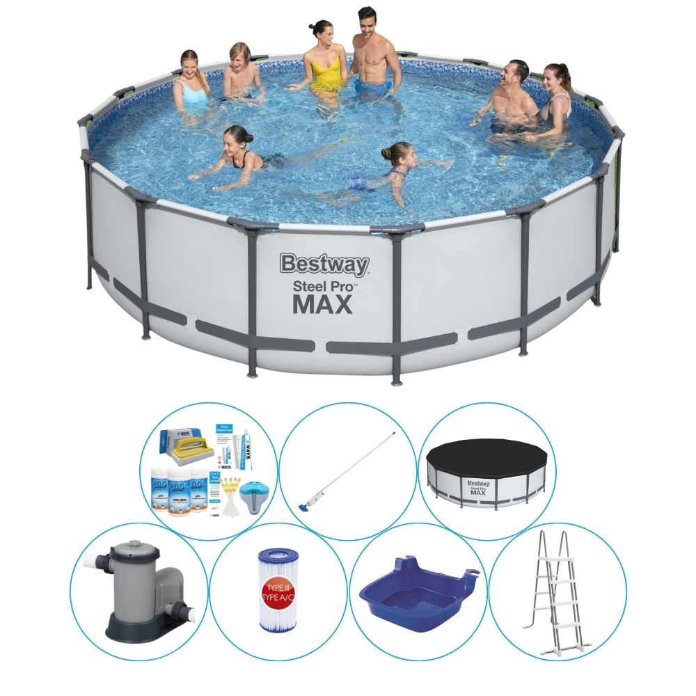 Basen z akcesoriami - Bestway Steel Pro MAX 488x122 cm okrągły