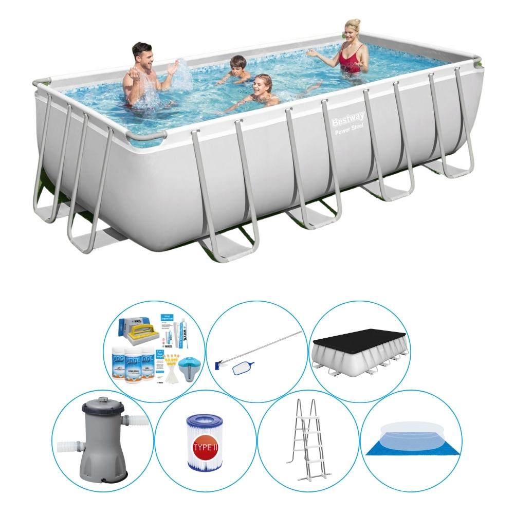 Basen Plus Akcesoria - Bestway Power Steel 488x244x122 cm Prostokątny