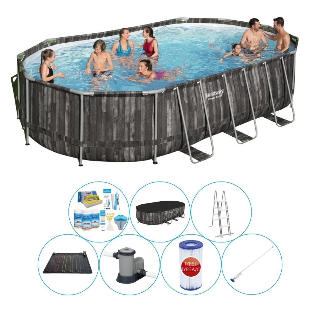 Zestaw basenowy - Bestway Power Steel Oval 610x366x122 cm