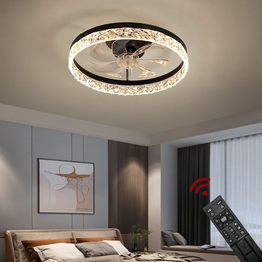 Wentylator sufitowy Eurotondisplay z oświetleniem LED D3304 lampa sufitowa Ø 50cm 60W z pilotem zdalnego sterowania regulowana barwa/jasność światła ściemnialna lampa sufitowa LED wentylator lampa sufitowa (D3304)