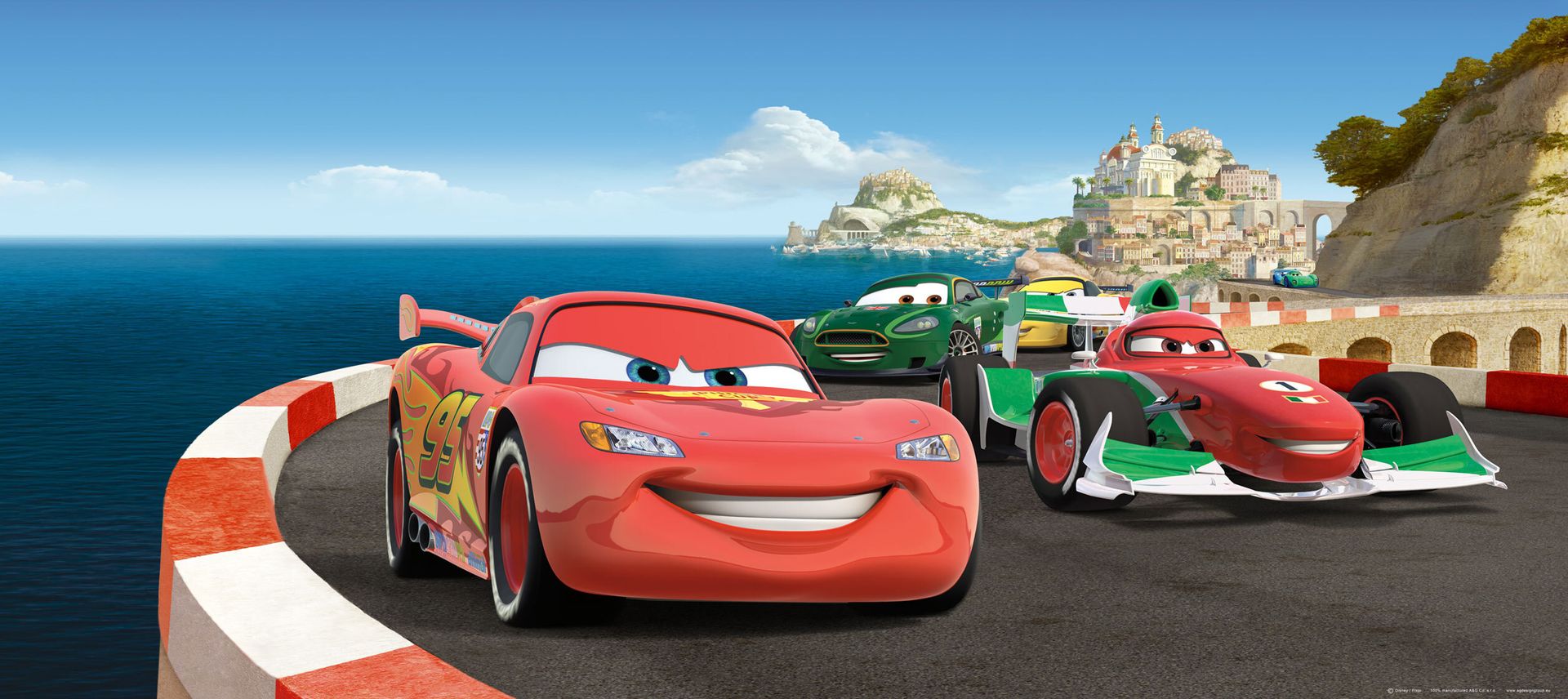Disney plakat Samochody niebieskim,czerwonymIzielonym - 600876 - 202 x 90 cm