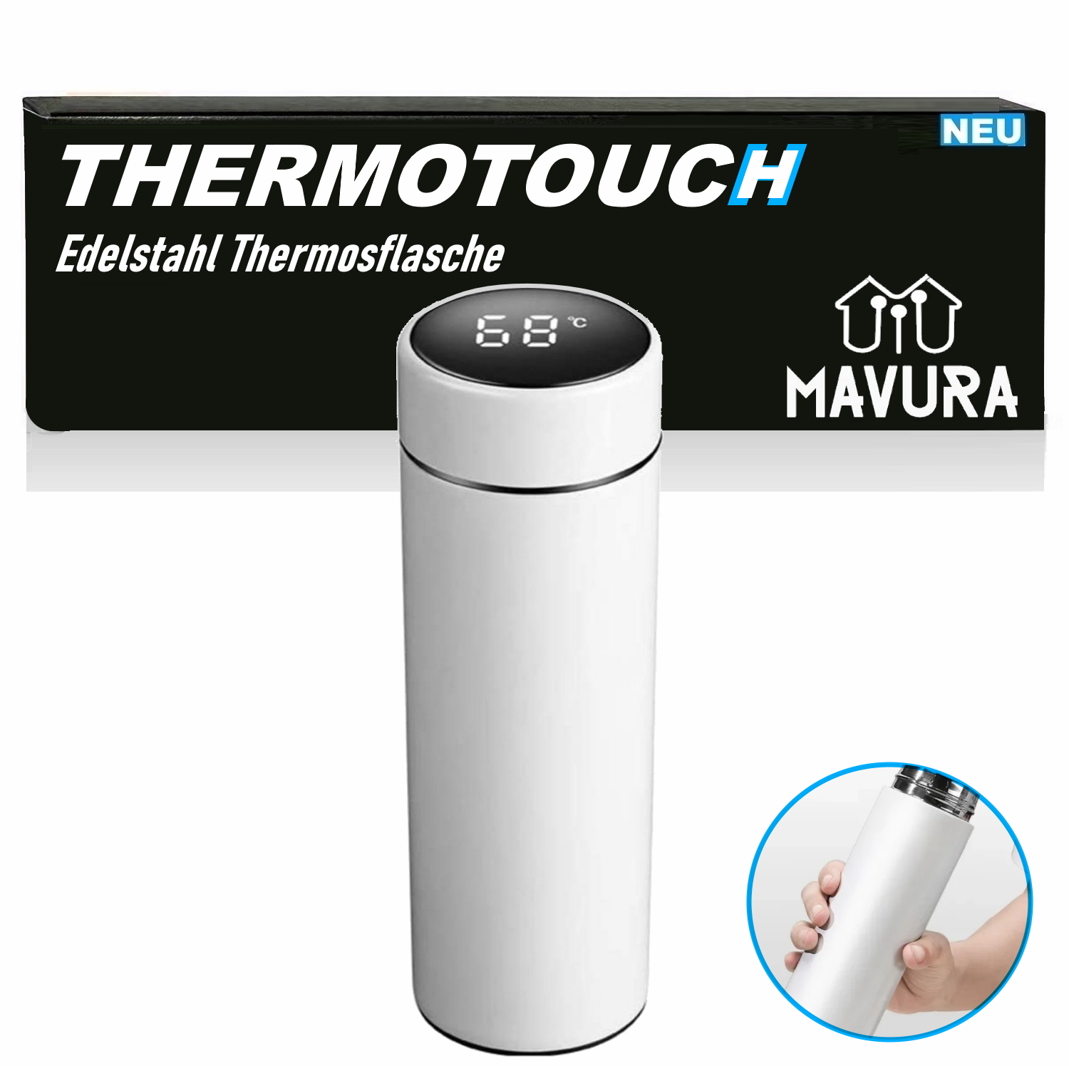 THERMOTOUCH ThermoTouch dzbanek próżniowy Inteligentny termos ze stali nierdzewnej Wyświetlacz LED temperatury