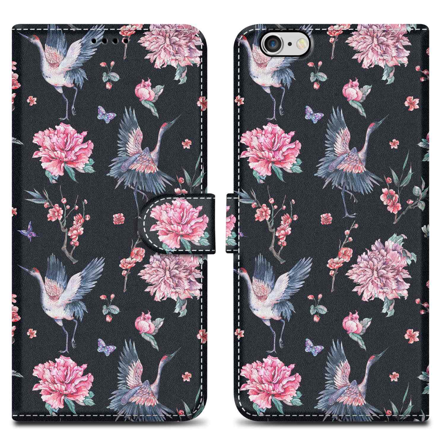 Cadorabo Etui ochronne do Apple iPhone 6 / 6S Etui Design Black Etui na telefon komórkowy Etui ochronne Etui magnetyczne Etui Cover