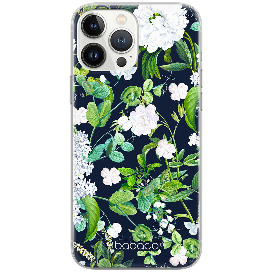 Etui do Apple IPHONE 11 PRO Kwiaty 034 Babaco Nadruk pełny Granatowy