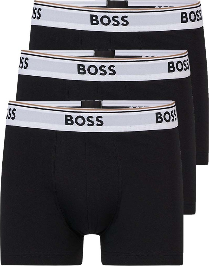BOSS Bokserki męskie Power Trunk dłuższy krój bawełna stretch 3-pak XL 3xczarny/biały pas