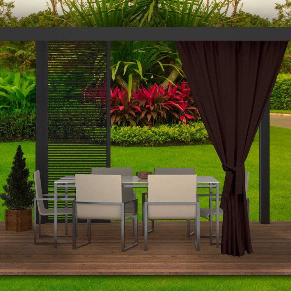 Zasłona ogrodowa 155x220cm brązowa 1 szt zasłona na taras balkon zasłona zewnętrzna wodoodporna zasłona na zewnątrz zasłona do ogrodu
