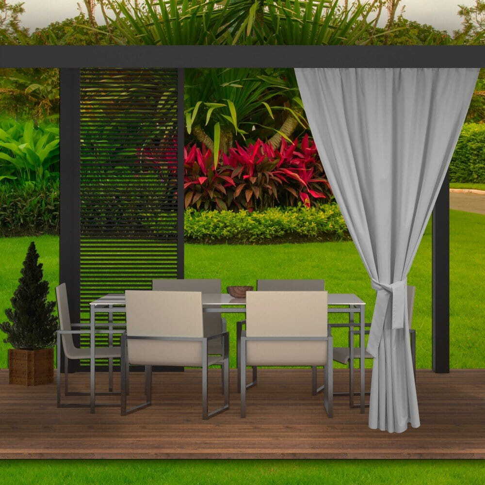 Zasłona ogrodowa 155x220cm szara 1 szt zasłona na taras balkon zasłona zewnętrzna wodoodporna zasłona na zewnątrz zasłona do ogrodu