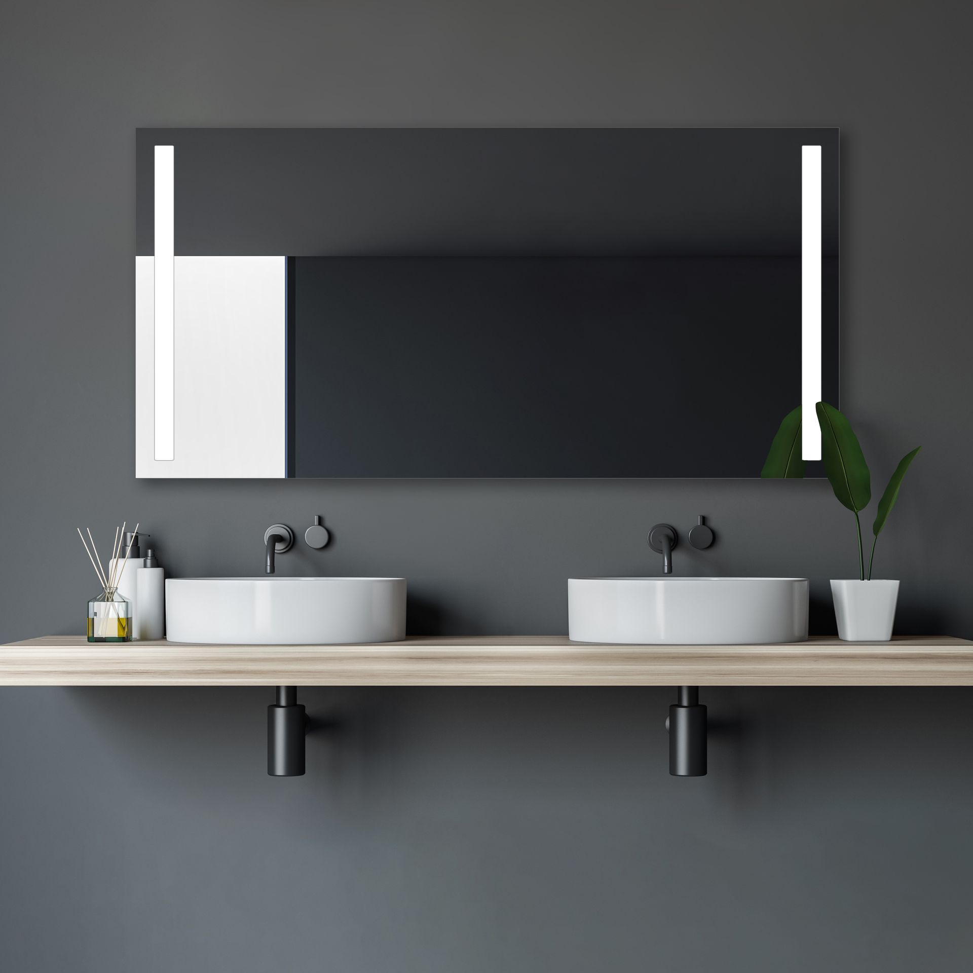 Lustro łazienkowe z oświetleniem TALOS Light - lustro łazienkowe LED 140 x 70 cm - z podświetlanymi wycięciami - kolor światła neutralny biały