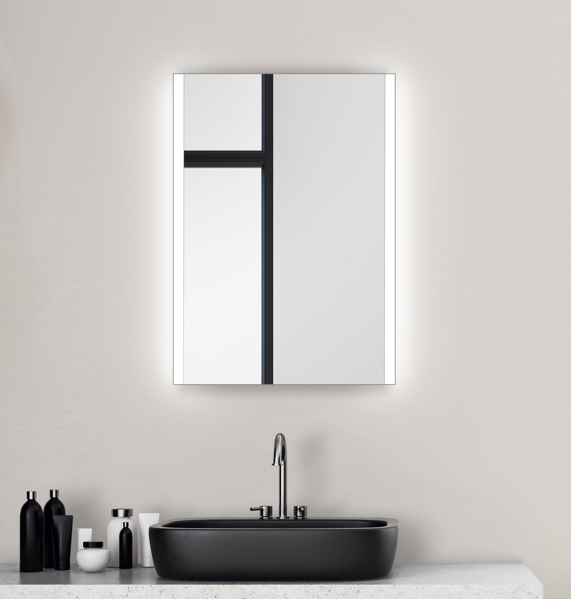 Lustro łazienkowe z oświetleniem Talos Loft 50 x 70 cm - wysokiej jakości aluminiowa rama z przełącznikiem - podświetlane lustro z neutralnym białym światłem - lustro łazienkowe