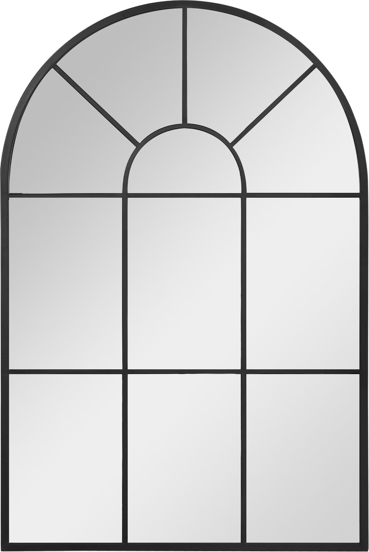 HOMCOM lustro ścienne łukowe lustro okienne 91 x 60 cm lustro do salonu lustro do sypialni, jadalni, przedpokoju czarne metalowe szkło