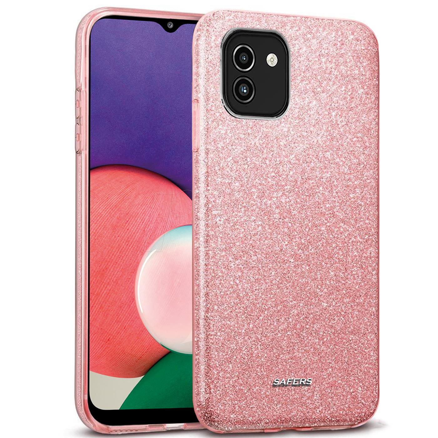 Etui na telefon komórkowy Samsung Galaxy A03 brokatowe etui ochronne TPU, różowe złoto
