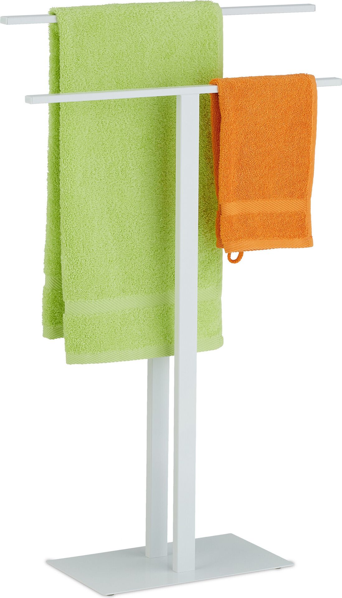 relaxdays Biały wieszak na ręczniki T-Design