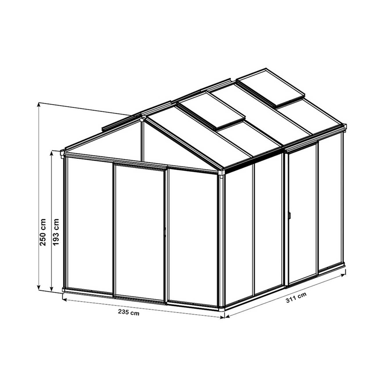 GFP szklarnia Diamas 22 Light 235x311 cm - grube panele poliwęglanowe ok. 12 mm - kolor: zielony