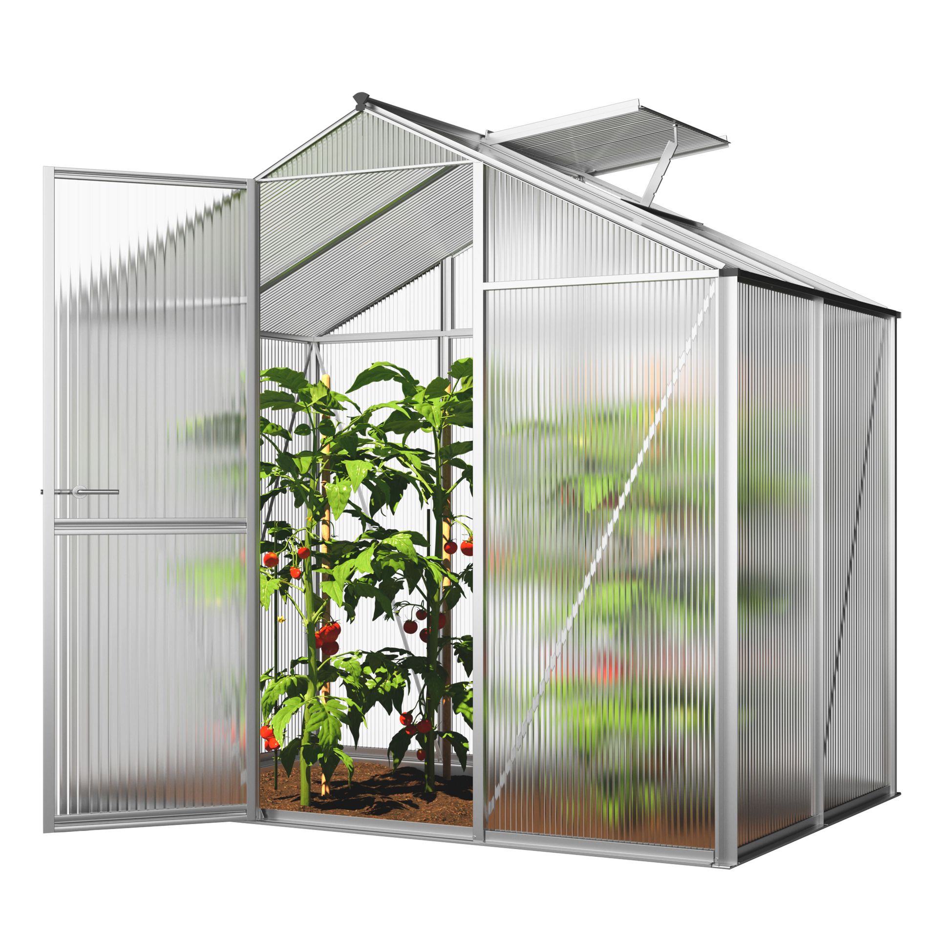 GFP szklarnia ECO 2 rama aluminiowa 192x131 cm - płytami poliwęglanowymi o grubości 6 mm